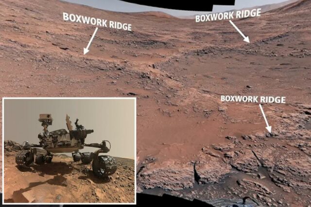 Marte Curiosidade Rover Image Ridge Boxwork.