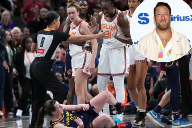 Connecticut Sun e Indiana Fever WNBA durante a briga do jogo.