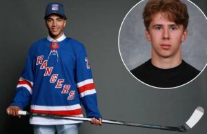 Dia do Rangers Tipo 2 em 2025 NHL Draft Malcolm Spence representa um retrato depois que ele foi nomeado pelos Rangers com 43. Choice Geral no segundo turno 2025 NHL 28 de junho de 2025.