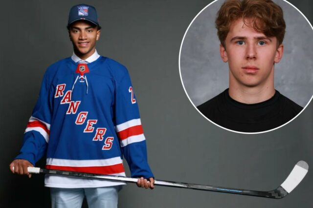 Malcolm Spence representa um retrato depois que ele foi nomeado pelos Rangers com 43. Choice Geral no segundo turno 2025 NHL 28 de junho de 2025.