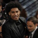 Dylan Harper reage a San Antonio Spurs na primeira rodada do draft de basquete da NBA em Nova York na quarta -feira, 25 de junho de 2025. Filipinas Filipinas Filipinas American