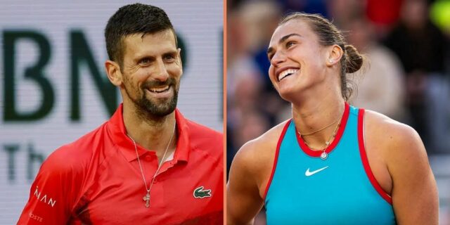A história do Instagram de Aryna Sabalenka contendo sua piada com Novak Djokovic (fonte: Instagram/Arynasabalenka)