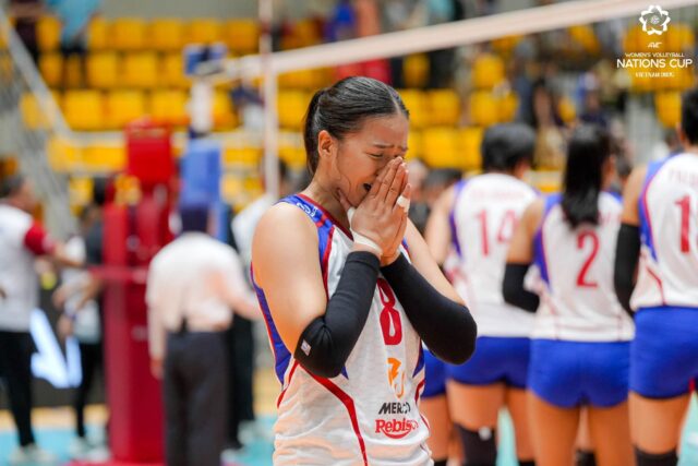 Infelizmente, Pilipinas, Eya Laure durante as semifinais da Copa das Nações AVC contra a China Taipei.