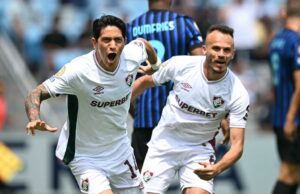 Fluminense atordoa entre o Milão para chegar às quartas de final da Copa do Mundo da FIFA Germán Cano (L.) comemora durante a partida de Fluminense Milan em 30 de junho de 2025.