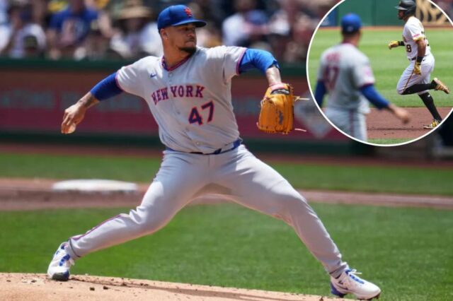 Frankie Montas Pitch durante o Mets Pirates Match 29 de junho de 2025. 