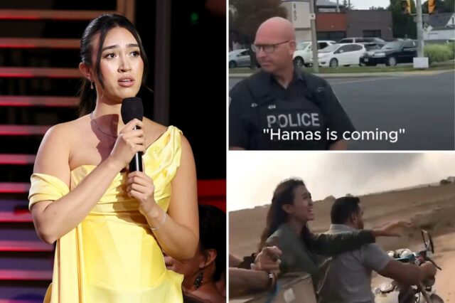 Frete Noa Argamani Refém aos "fãs terroristas" que a aprisionaram, outros na coleção dos fundos gritando "Hamas está chegando"

