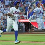 O jogador de Nova York Metts Ronny Mauricio #10 acertou a corrida em casa.