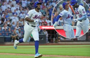 Homer Caps Ronny Mauricio Uma noite impressionante na acusação final quando a lista de crocantes está se aproximando O jogador de Nova York Metts Ronny Mauricio #10 acertou a corrida em casa.