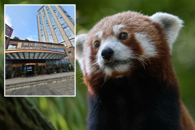 Entrada para o Rivers & Holiday Rezen Hotel, na China.