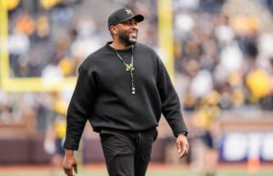 Insider coloca o estado de Ohio de Ryan Day é os dois melhores pontos de chegada, considerando a defesa de cinco estrelas de Sherrone Moore contra o Michigan March Madness Logo