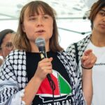 Israelitas em "respectivamente" como o ThunberGank para o Gaza em embarcações da Palestina