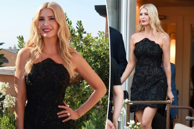 Ivanka Trump entra em LBD em Jeff Bezos e Lauren Sánchez para uma festa depois de um deslize

