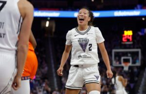 Kaitlyn Chen inclui o retorno às valquírias e espera permanecer final Kaitlyn Chen (2), da Golden State Valkyies no segundo trimestre do Chase Center em São Francisco, Califórnia, no domingo, 22 de junho de 2025, um tiro contra o Olivia Nelson -ODA (10) de Connecticut Sun. (NHAT V. Meyer/Bay Area News Group).