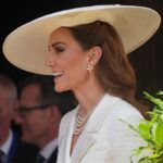 Londres, Inglaterra - 14 de junho: Princesa Charlotte do Gales, Catherine, princesa de Gales, príncipe George von Wales e príncipe Louis von Wales no Horse Guards Parade durante a cor 2025 em 14 de junho de 2025 em Londres. A cor da cor é um desfile cerimonial que celebra o aniversário oficial do monarca britânico. O evento contém mais de 1.400 soldados e oficiais, acompanhados por 200 cavalos. Março de mais de 400 músicos de dez bandas diferentes e corpo de bateria e durante a apresentação. (Foto de John Phillips/Getty Images)