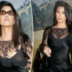 Kourtney Kardashians mostra suas curvas em um mini vestido de renda comum: "Rota do palco"