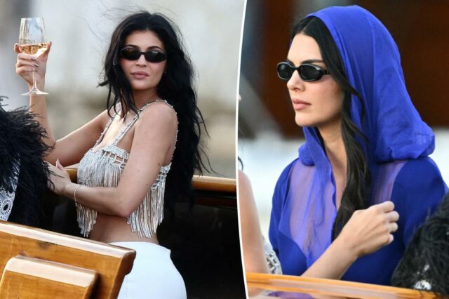 Kylie e Kendall Jenner ainda servem a aparência do Partido Lauren Sánchez e Jeff Bezos

