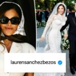Lauren Sanchez e Jeff Bezos em trajes de casamento.