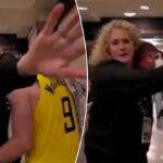 Mama TJ McConnella tem um momento tenso com a equipe da ESPN no patrono da cena final da NBA