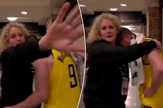 Mama TJ McConnella tem um momento tenso com a equipe da ESPN no patrono da cena final da NBA

