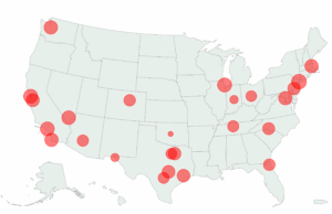 Map Shows Town, onde as Combustas estão mortas mais rápido Mapa de visualização