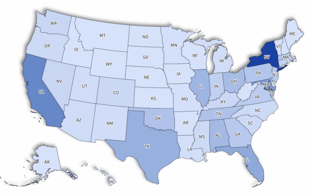 Mapa mostra os piores estados para fraude snap


