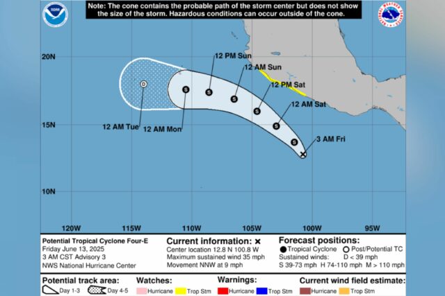 Mapa revela o caminho para a potencial tempestade tropical Dalila

