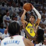 Indiana Pacers, que venceu o jogo de Tyrese Haliburton, derrotou o OKC Thunder no 1º jogo das finais da NBA