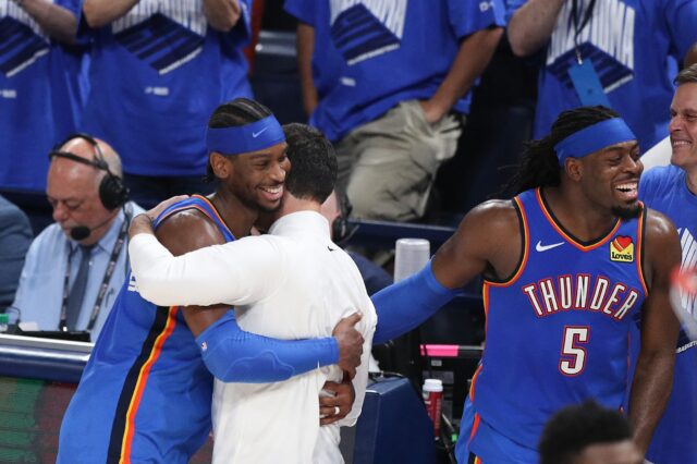 Jogo 7 Oklahoma City Thunder NBA Título para ganhar o Indiana Pacers para ganhar Shai Gilgeous-Alexander