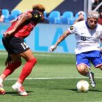 O jogador do meio do meio do campo Diego Luna (10) reage após um gol contra Trinidad e Tobago na primeira metade de um jogo da CONCACAF no PayPal Park em San Jose, Califórnia, no domingo, 15 de junho de 2025 (Ray Chavez/Bay Area News Group).