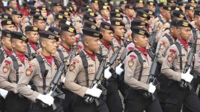 O 79º aniversário de Bhayangkara em Monas, a polícia prepara layouts em camadas

