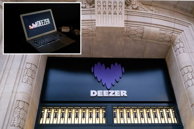 Logotipo Deezer na tela do telefone.