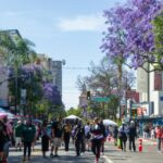 Um guarda -chuva decora o status de um vendedor durante a celebração do Juneteenth em San Jose em 14 de junho de 2025. (Padma Balaji/Mosaik)
