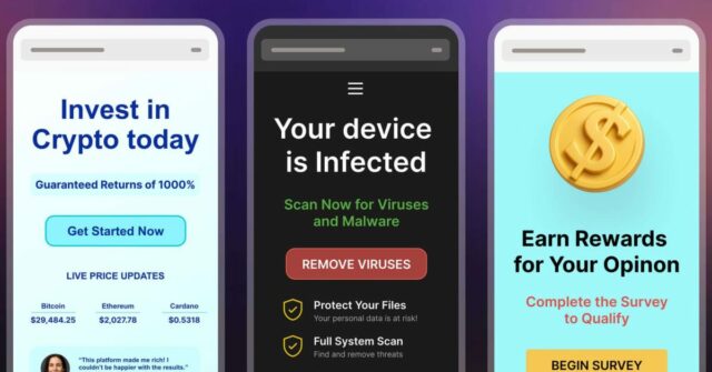O bloqueador de golpes de DuckDuckgo detecta lojas falsas, sites criptográficos, avisos de vírus falsos, outros | Exemplos de avisos de fraude