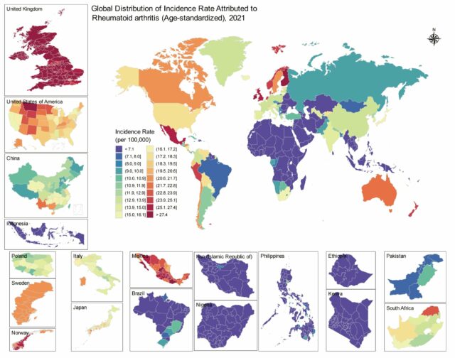 O estudo orientado pela IA mostra a tensão na artrite reumatóide global desde 1980 e revela pontos de acesso locais