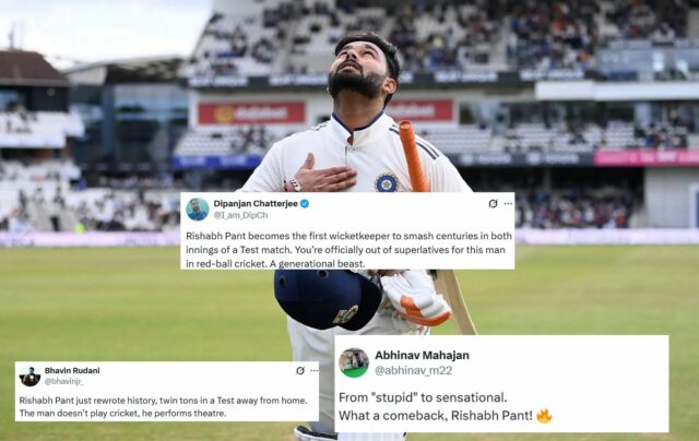 "O homem não toca grilos, teatro está fazendo teatro" - fãs 1. Eng vs Ind 2025 Test Historical Twin Centuros Rishabh Greets calças

