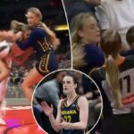 O jogo da febre termina com o caos absoluto depois de derrubar Caitlin Clark
