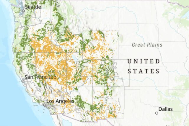 O mapa mostra a terra pública elegível à venda como um mago e deixou se unir para se opor

