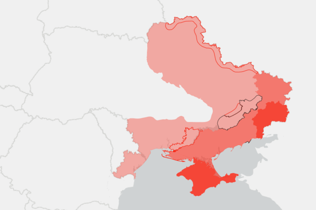 O mapa mostra o chão da Rússia para pegar metade da Ucrânia

