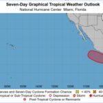 O mapa mostra onde a tempestade tropical de "alta chance" se forma esta semana