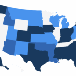 O mapa mostra os estados que isentam o ancião do ancião do pagamento pela propriedade