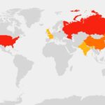 O mapa mostra os estoques nucleares do mundo à medida que a China aumenta