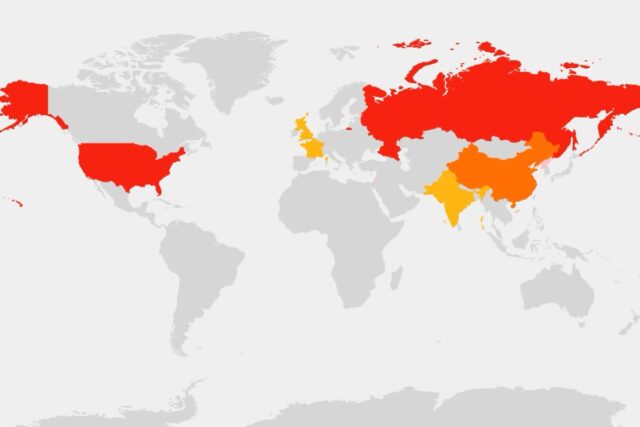 O mapa mostra os estoques nucleares do mundo à medida que a China aumenta

