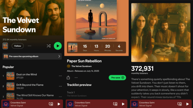 O pôr do sol de veludo é uma banda gerada pela IA?

