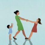 Happy, carefree mother playing with daughter and baby son