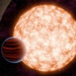 Um artista representando uma exoplaneta com uma cauda do tipo cometa