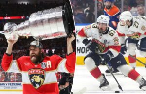Panteras consegue contratar Brad Marchand, Aaron Ekblad, depois da Triumph Stanley Cup O jogador da Florida Panthers levanta a Copa de Stanley.
