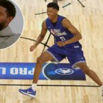 Ace Bailey #21 no NBA Draft Combine Pro Lane Drill.