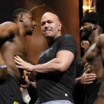 Jamahal Hill trabalha para fãs e mídia durante o treinamento aberto do UFC Fight Night na Dinamo Square em 18 de junho de 2025 em Baku, Azerbaijão.