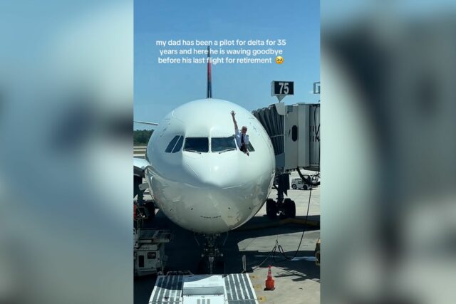 Rasgue enquanto o piloto Delta voa o voo final depois de 35 anos com a aeronave


