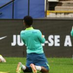 Futebol de futebol - Copa do Mundo - Qualificações da América do Sul - Treinamento do Brasil - Coríntios Arena, São Paulo, Brasil - 9 de junho de 2025 Brasil em Rafinha e Richarlison durante a Reuters/Jorge Silva Training
